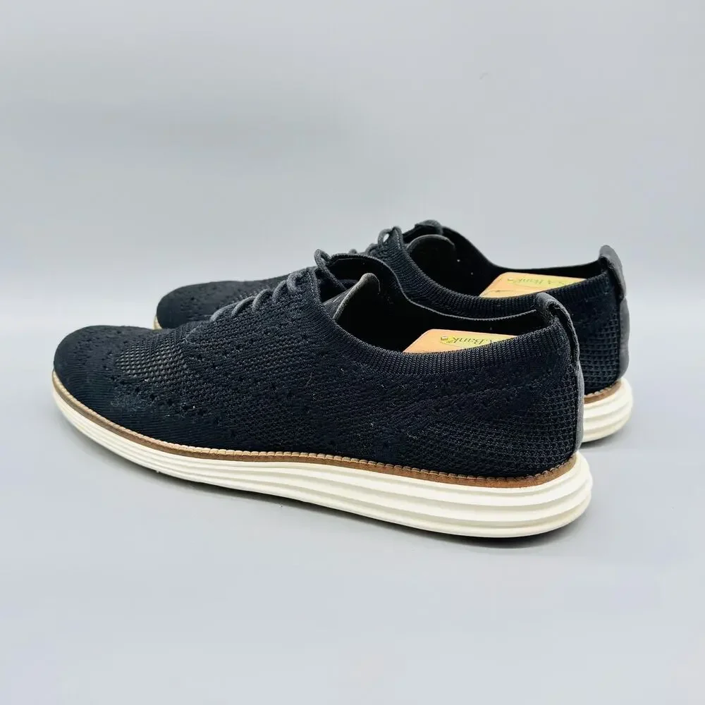 Cole Haan Shoes Mens 10.5 Black Knit OriginalGrand Wingtip Oxford Dress Comfort